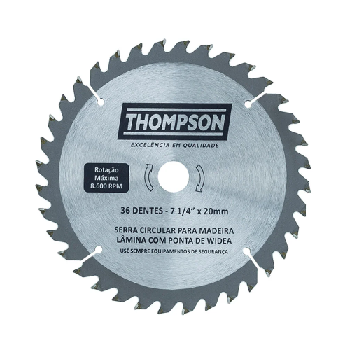 Disco de Serra Vídea de 180mm e 36 Dentes para Madeira Thompson